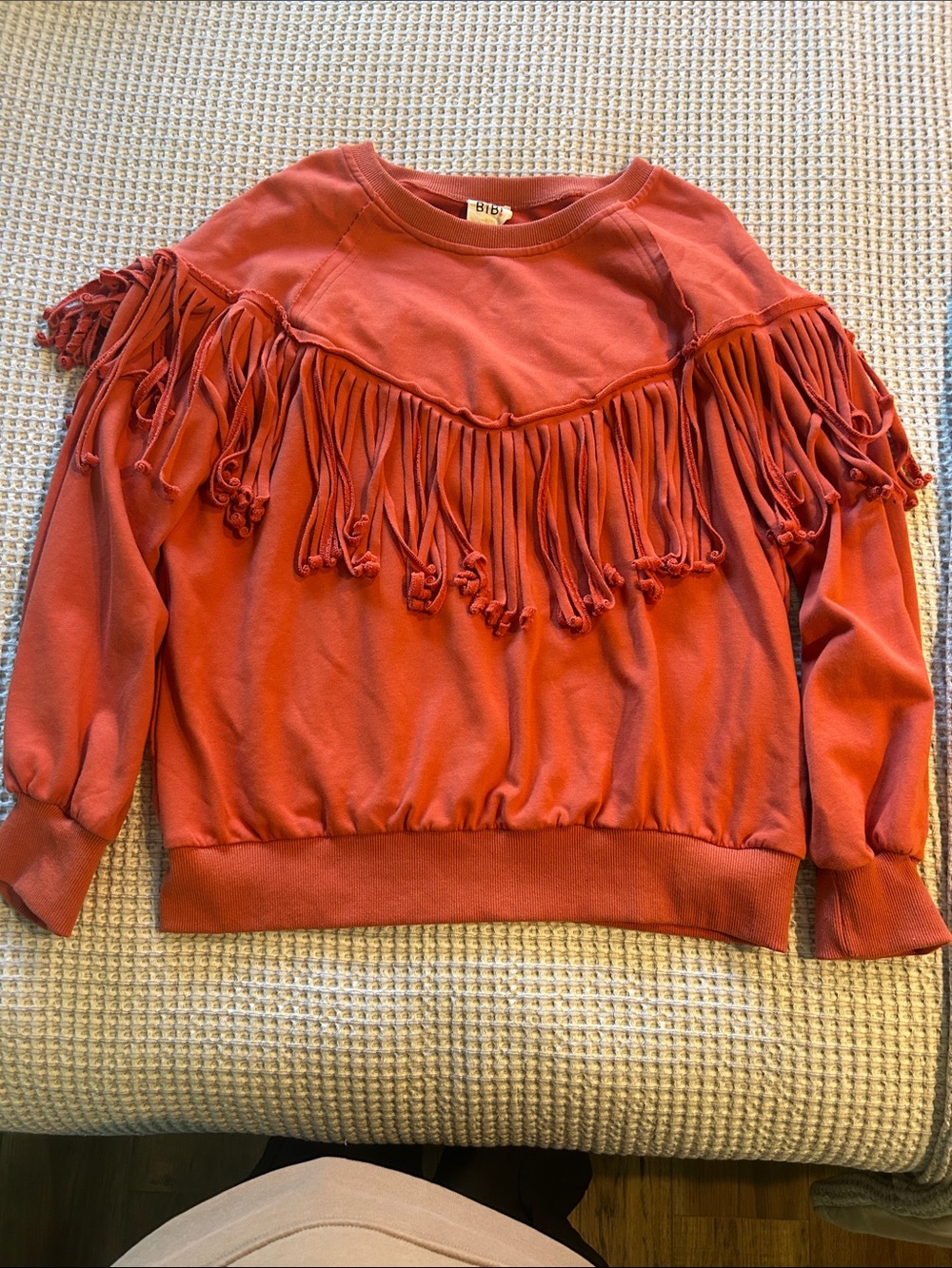 BiBi Rust Fringe Crewneck Sweatshirt